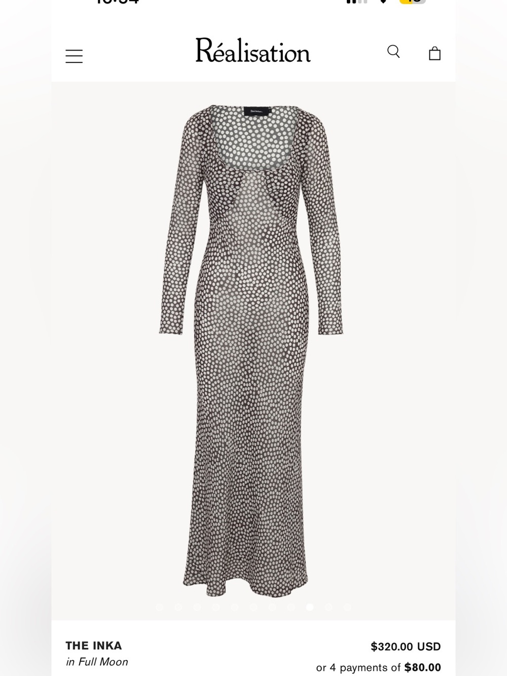 Realisation Par Long-Sleeve Polka Dot Maxi Dress - Black & White